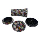 Atomic "La Catrina" Deep Black fém őrlő és tároló 55mm színes koponyákkal rfsmoke.hu lifestyle kiegészítő