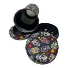 Atomic "La Catrina" Deep Black fém őrlő és tároló 55mm színes koponyákkal rfsmoke.hu lifestyle kiegészítő