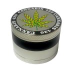 Atomic Zinc Life fekete fém őrlő 55 mm 4 részes daráló színes gyűrűvel és levélmintával rfsmoke.hu lifestyle