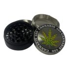 Atomic Zinc Life fekete fém őrlő 55 mm 4 részes daráló színes gyűrűvel és levélmintával rfsmoke.hu lifestyle