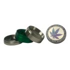 Atomic Zinc Life zöld fém őrlő 55 mm 4 részes daráló színes gyűrűvel és levélmintával rfsmoke.hu lifestyle
