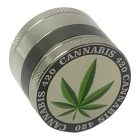 Atomic Zinc Life ezüst fém őrlő 55 mm 4 részes daráló levélmintával rfsmoke.hu lifestyle kiegészítő