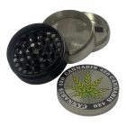 Atomic Zinc Life ezüst fém őrlő 55 mm 4 részes daráló levélmintával rfsmoke.hu lifestyle kiegészítő