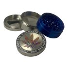Atomic Zinc Life kék fém őrlő 55 mm 4 részes daráló színes gyűrűvel és levélmintával rfsmoke.hu lifestyle