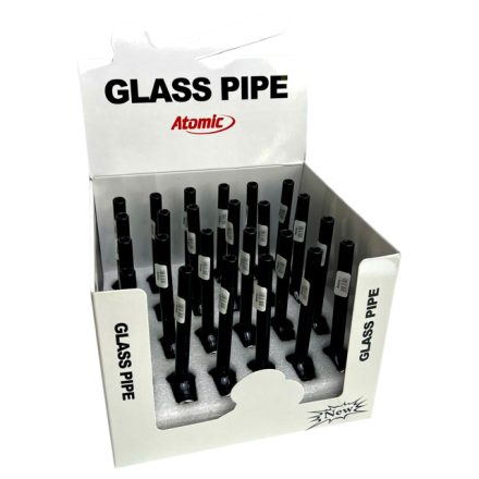 Üvegpipa Atomic Black 8 Kínáló - Ezüst Fém Kazánnal (12 cm) / 24 db - os