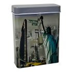 Fém Tároló Doboz - Szabadság Szobor New York Mintával, Szürke 