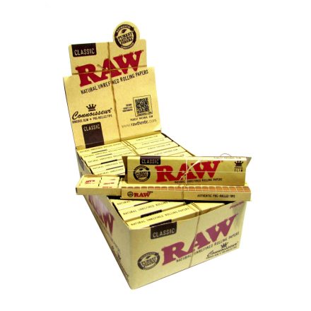 ​RAW KS Slim & Pre-rolled Tips Classic Papír – Kínáló (24 db-os)